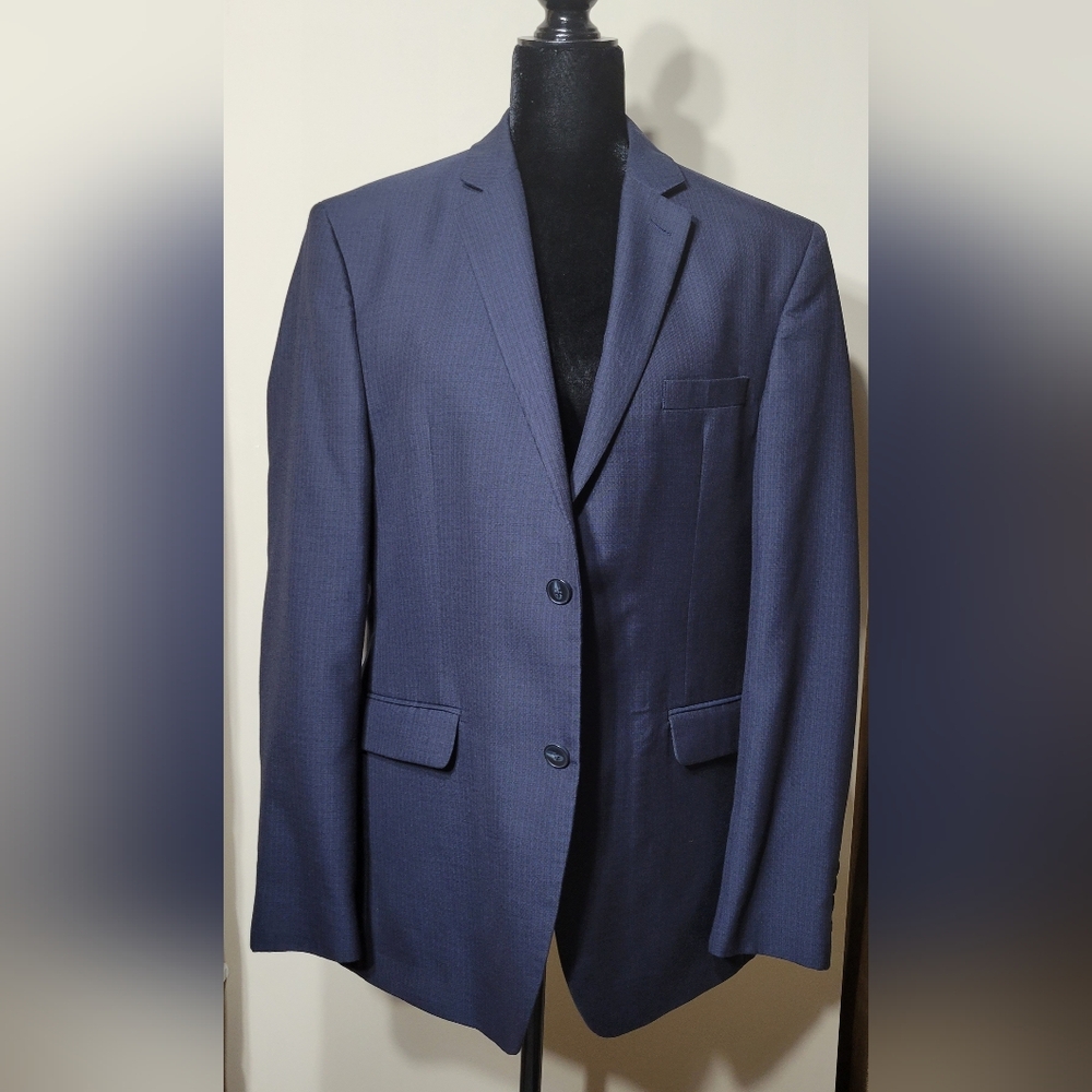 Perry Ellis Portfolio Men's Suit Blazer Size 42R Blue Coat Jacket Two Button